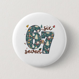 Naughty Nice Six Seven 67 Brainrot Christmas 6 Cm Round Badge