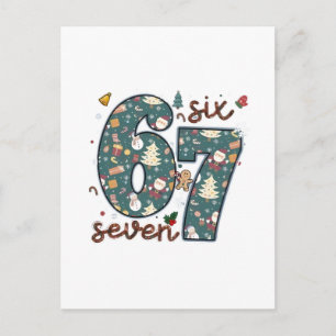 Naughty Nice Six Seven 67 Brainrot Christmas Holiday Postcard
