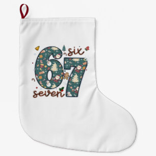 Naughty Nice Six Seven 67 Brainrot Christmas Large Christmas Stocking