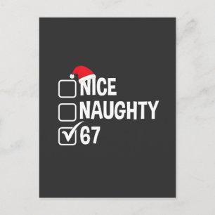 Naughty Nice Six Seven 67 Naughty List Christmas Invitation Postcard