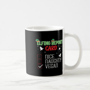 Naughty Nice Vegan Report Card Matching Christmas Coffee Mug