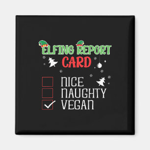 Naughty Nice Vegan Report Card Matching Christmas Magnet
