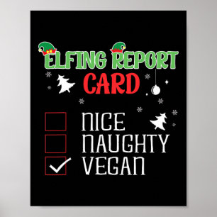 Naughty Nice Vegan Report Card Matching Christmas Poster