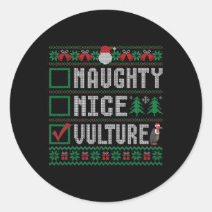 Naughty Nice Vulture Christmas List Animal Lovers Classic Round Sticker