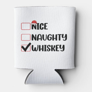 Naughty Nice Whiskey Santa Christmas List Can Cooler