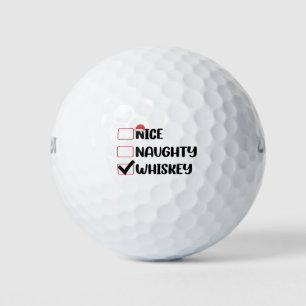 Naughty Nice Whiskey Santa Christmas List Golf Balls