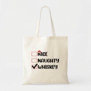 Naughty Nice Whiskey Santa Christmas List Tote Bag