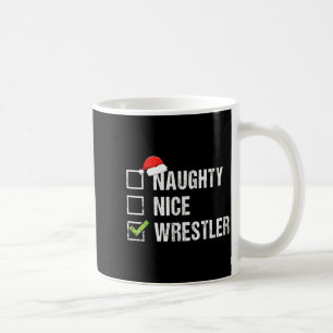 Naughty Nice Wrestler Shirt Wrestling Santa Christ Coffee Mug