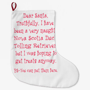 Naughty Nova Scotia Duck Tolling Retriever Large Christmas Stocking