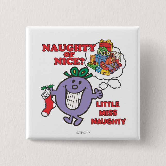 Naughty Or Nice? 15 Cm Square Badge (Front)
