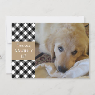 Naughty or Nice Black Plaid HAPPY HOLIDAYS Holiday Card