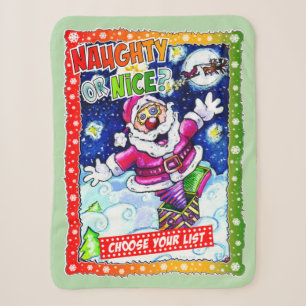 Naughty or nice, choose your list sherpa blanket