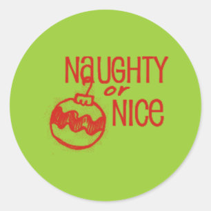 Naughty or Nice Christmas Classic Round Sticker