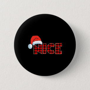 Naughty Or Nice Christmas Couple Buffalo Red Plaid 6 Cm Round Badge