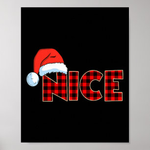 Naughty Or Nice Christmas Couple Buffalo Red Plaid Poster