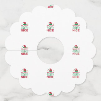  Naughty or Nice Christmas Frogs with Santa Design Wine Glass Tag