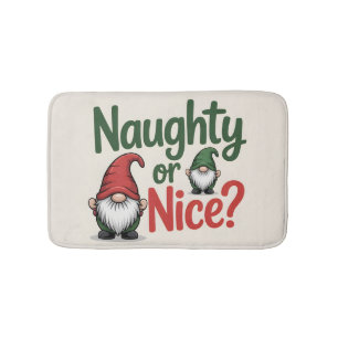 Naughty or Nice Christmas Graphic: Cute Gnomes Bath Mat