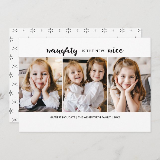 Naughty or Nice Christmas Holiday Flat Card (Front/Back)