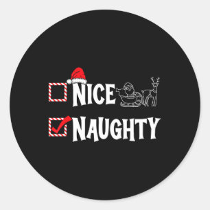 Naughty Or Nice Christmas List Couple Naughty Classic Round Sticker
