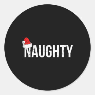 Naughty Or Nice Christmas Matching Family Pyjamas  Classic Round Sticker
