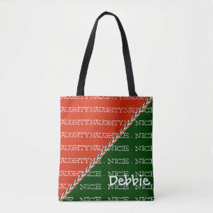 Naughty or Nice Custom Name Tote Bag