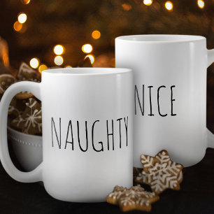 ‘NAUGHTY or NICE’ Customizable Word Chic Modern Coffee Mug