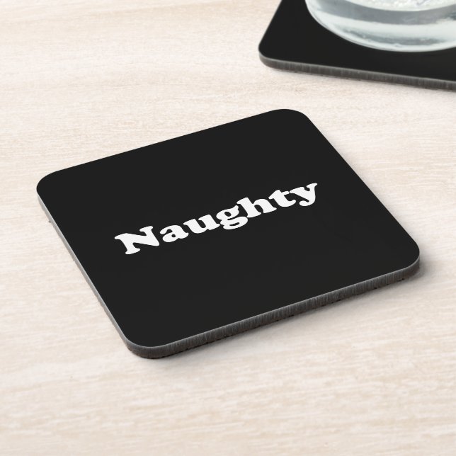 Naughty or Nice, double sided, black white Coaster (Left Side)