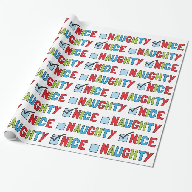 Naughty or Nice Fun Christmas Wrapping Paper (Unrolled)