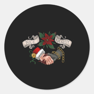 Naughty Or Nice Krampus And Santa Christmas 1 Classic Round Sticker