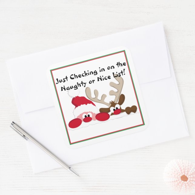 Naughty or Nice List Square Sticker (Envelope)