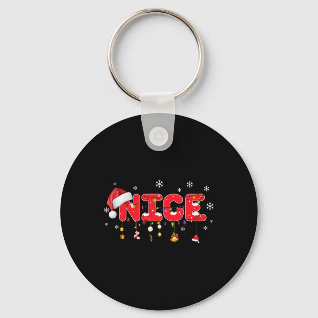 Naughty Or Nice Matching Christmas Couples Costume Key Ring (Front)