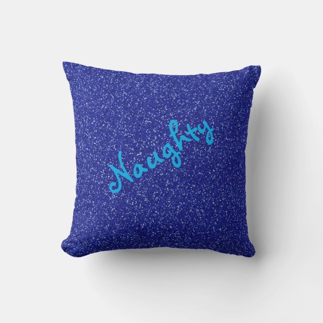 Naughty or Nice Mood Royal Blue Sparkle Cushion (Front)