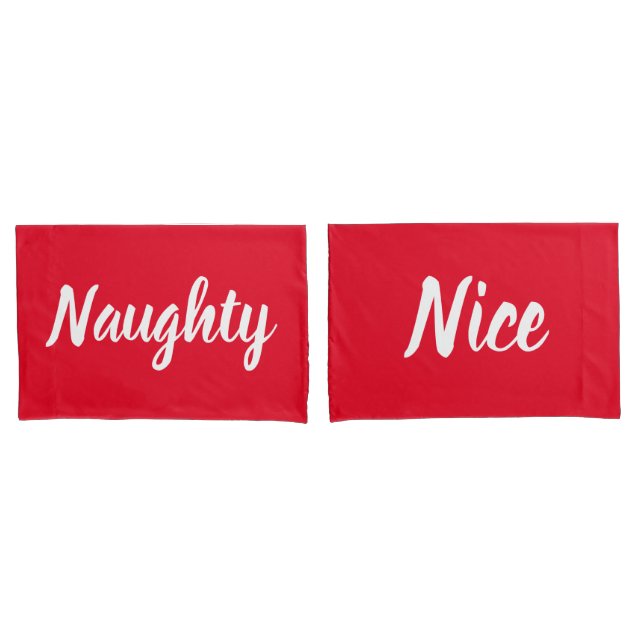 Naughty or Nice Red and White Pillowcases (Front-Set)