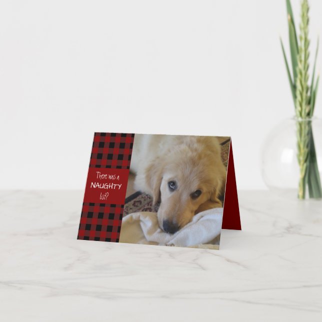 Naughty or Nice Red Plaid HAPPY HOLIDAYS Holiday Card (Front)