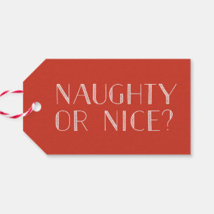 Naughty or Nice Red Stripe Christmas Gift Tag