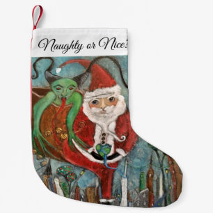 Naughty or Nice Santa and Krampus Art Small Christ Christmas Stocking