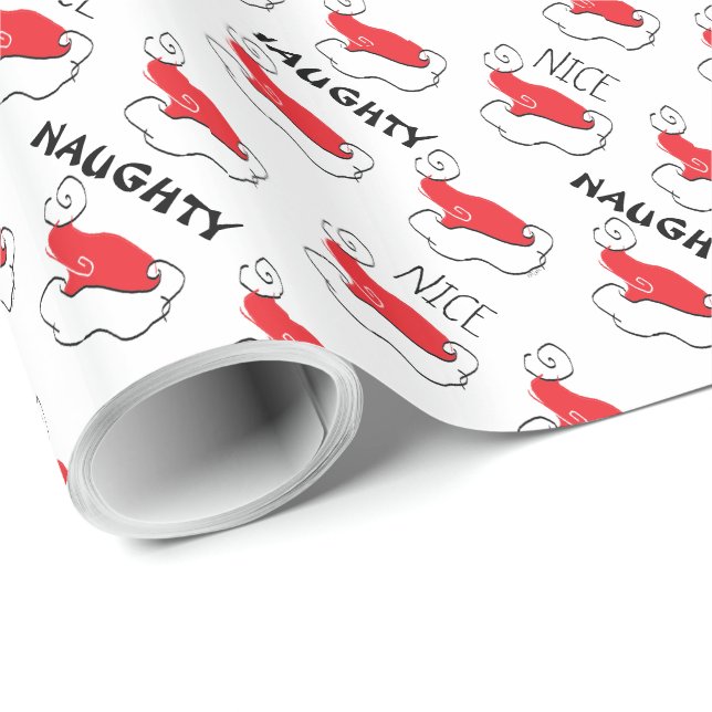 Naughty or Nice Santa Hat Wrapping Paper (Roll Corner)