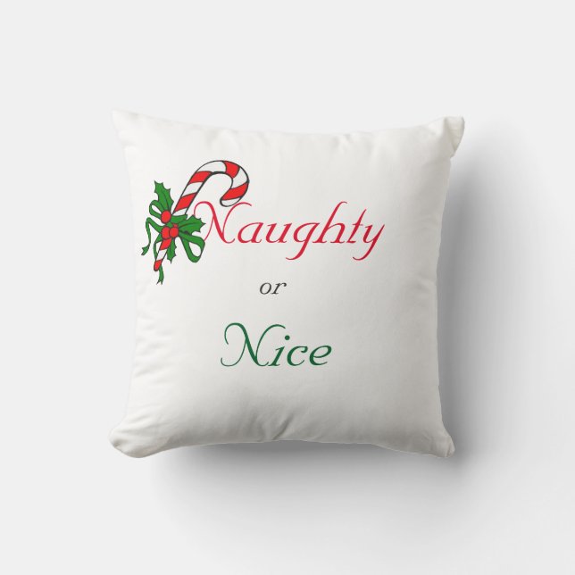 Naughty or nice Santa I can explain holiday pillow (Front)