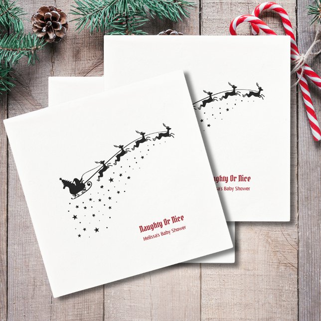 Naughty or nice Santa's Sleigh Reindeer Napkin (Creator Uploaded)