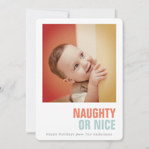 Naughty or Nice Simple Holiday Photo Card