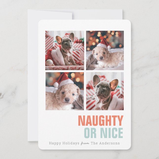 Naughty or Nice Simple Pet 4 Photos Holiday (Front)