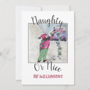 Naughty or Nice with photo Holiday Card