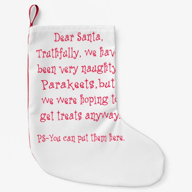 Naughty Parakeets Small Christmas Stocking (Front)