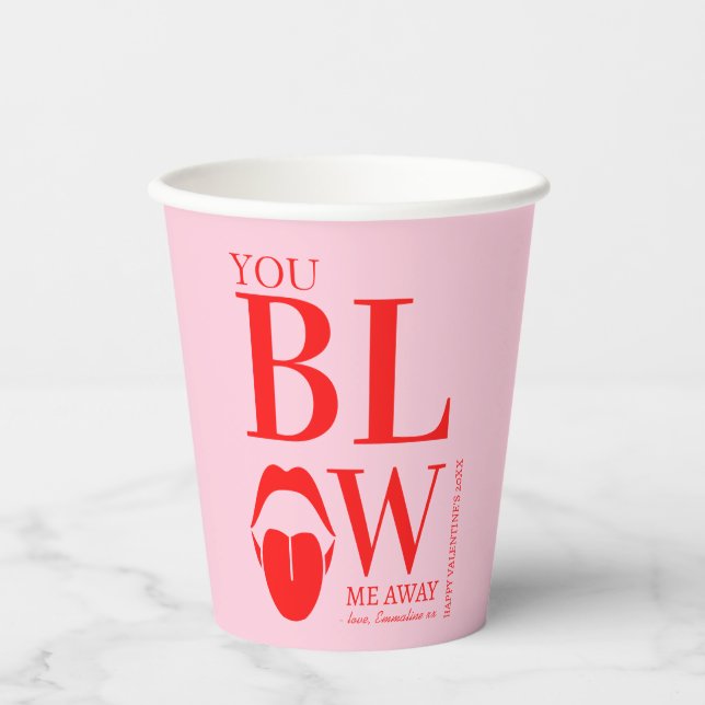 Naughty Pink Red Valentines Day Card Paper Cups (Front)