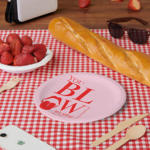 Naughty Pink Red Valentines Day Card Paper Plate