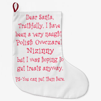 Naughty Polish Owczarek Nizinny Dog Large Christmas Stocking