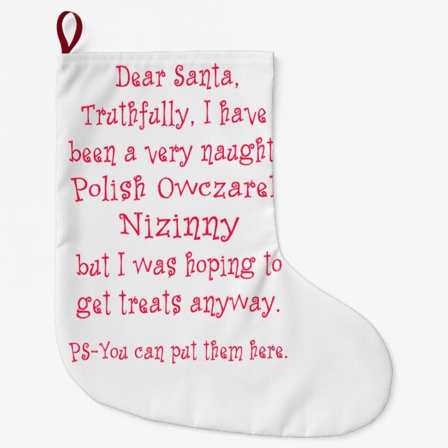 Naughty Polish Owczarek Nizinny Dog Large Christmas Stocking (Front)
