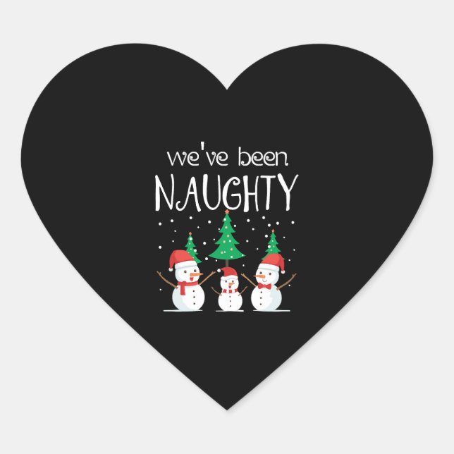 Naughty Pregnancy Announcement Snowman Sweater for Heart Sticker (Front)