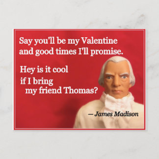 Naughty Presidential Valentine: James and Thomas Holiday Postcard
