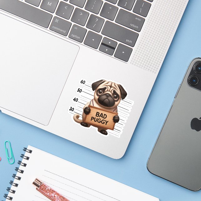 Naughty Pug (Laptop w/ iPhone)